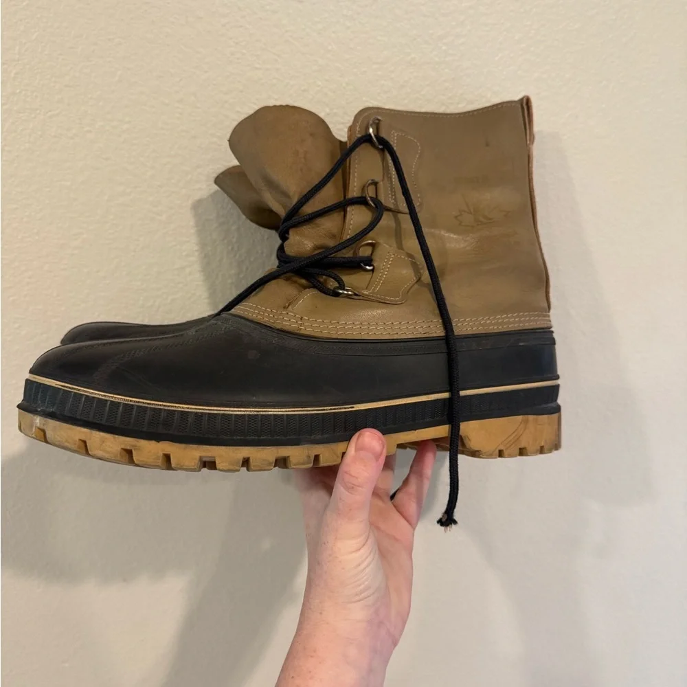 Sorel Men's Two-Tone Brown and Black Waterproof Lace-Up Boots 13